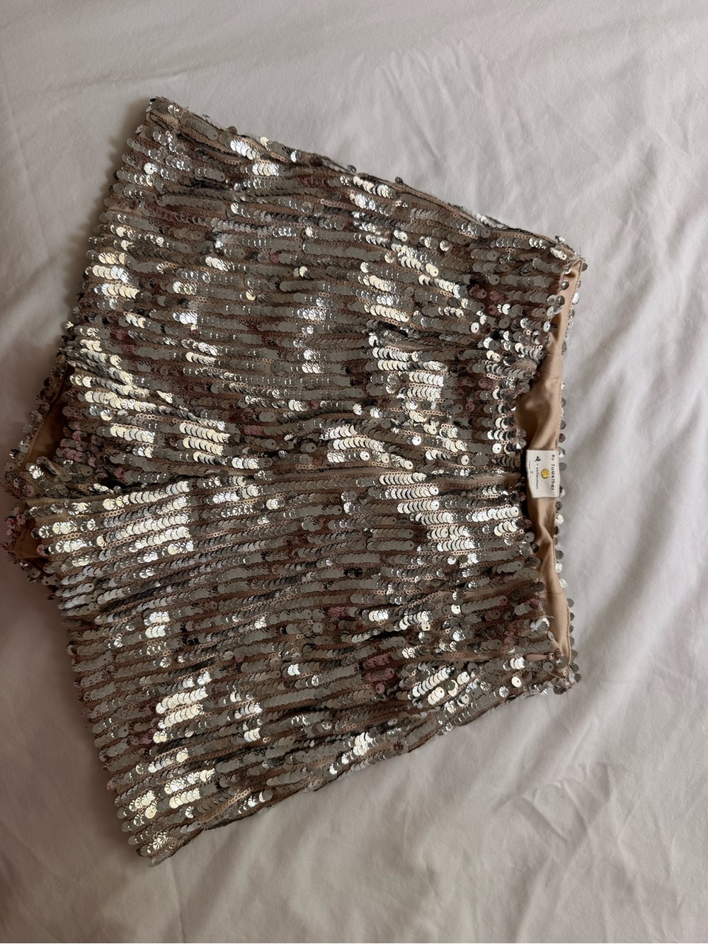 By TOGETHER boutique fun shiny Sequin Fringe Mini Shorts gold silver